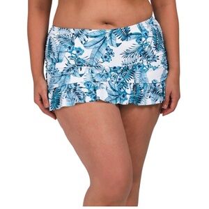 La Blanca Tranquility Tropical Ruffle Hem Swim Skirt New